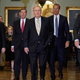 Senate Majority Leader Mitch McConnell (R-Ky.), center, with members of the Senate Republican leadership at the U.S. Capitol in Washington, D.C., on Sept. 12, 2017. Also pictured are Sens. John Barrasso (R-Wyo.), second left; John Thune (R-S.D.), third right; and John Cornyn (R-Texas), second right. (Win McNamee/Getty Images)